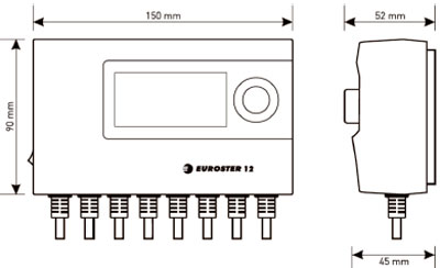 Рис.1. Габаритный чертеж Euroster 12M микропроцессорного погодозависимого контроллера