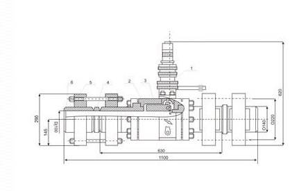 Схема габаритных размеров клапана-отсекателя К301/302