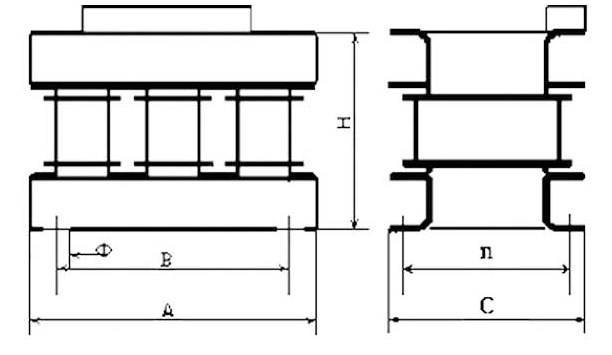 Схема габаритных размеров дросселя РУ-1425